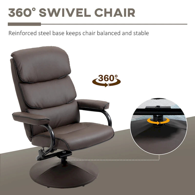 White / Bronze Swivel Recliner Chair with Ottoman, 2-Piece Set