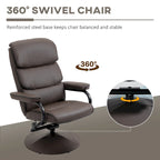 White / Bronze Swivel Recliner Chair with Ottoman, 2-Piece Set