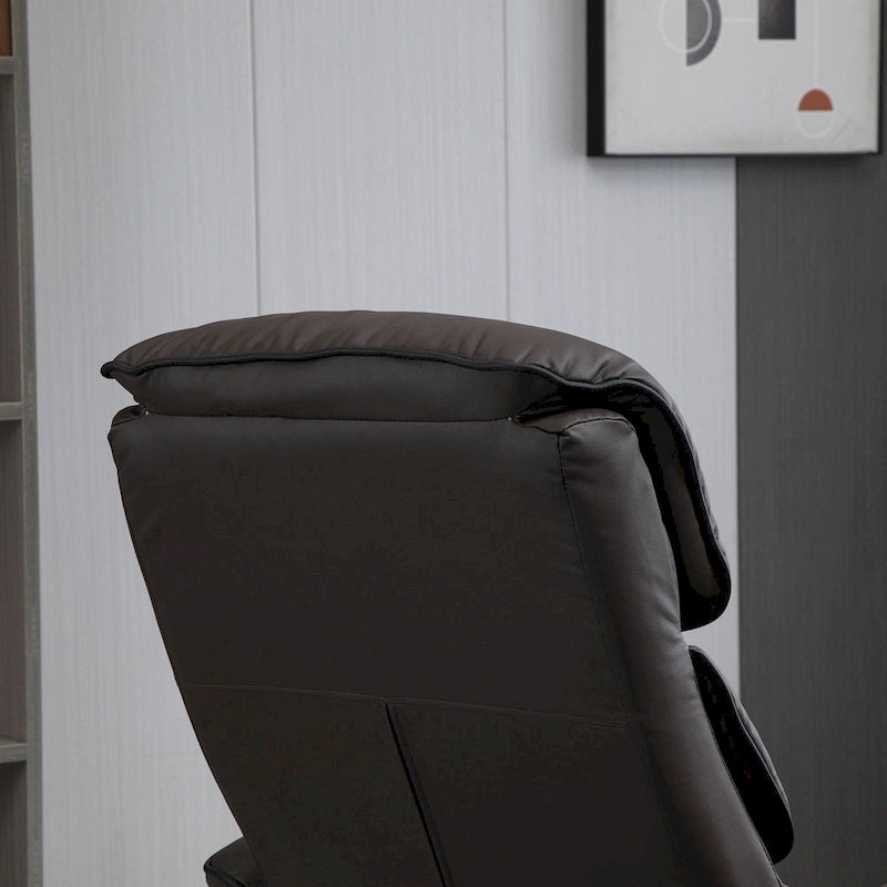 White / Bronze Swivel Recliner Chair with Ottoman, 2-Piece Set