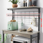 Rustic Brown / Grey Height-Adjustable Baker's Rack with Double-Door Cabinet, 1-Person Assembly