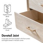 Light Oak Transitional 2-Drawer Nightstand with Metal Legs
