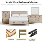 Light Oak Transitional 2-Drawer Nightstand with Metal Legs