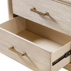 Light Oak Transitional 2-Drawer Nightstand with Metal Legs