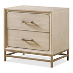 Light Oak Transitional 2-Drawer Nightstand with Metal Legs