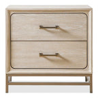 Light Oak Transitional 2-Drawer Nightstand with Metal Legs
