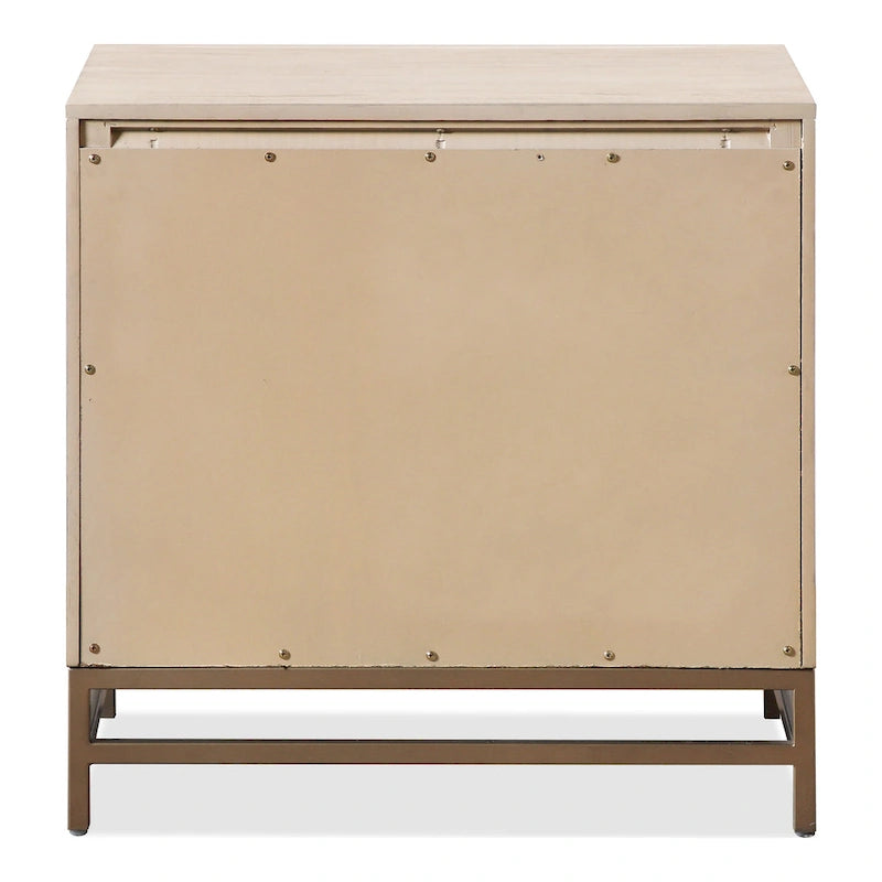 Light Oak Transitional 2-Drawer Nightstand with Metal Legs