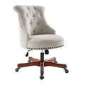 Natural Swivel Office Chair, Button-Tufted, Single-User