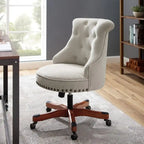 Natural Swivel Office Chair, Button-Tufted, Single-User