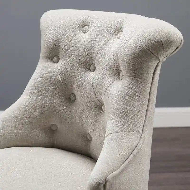 Natural Swivel Office Chair, Button-Tufted, Single-User