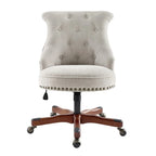Natural Swivel Office Chair, Button-Tufted, Single-User