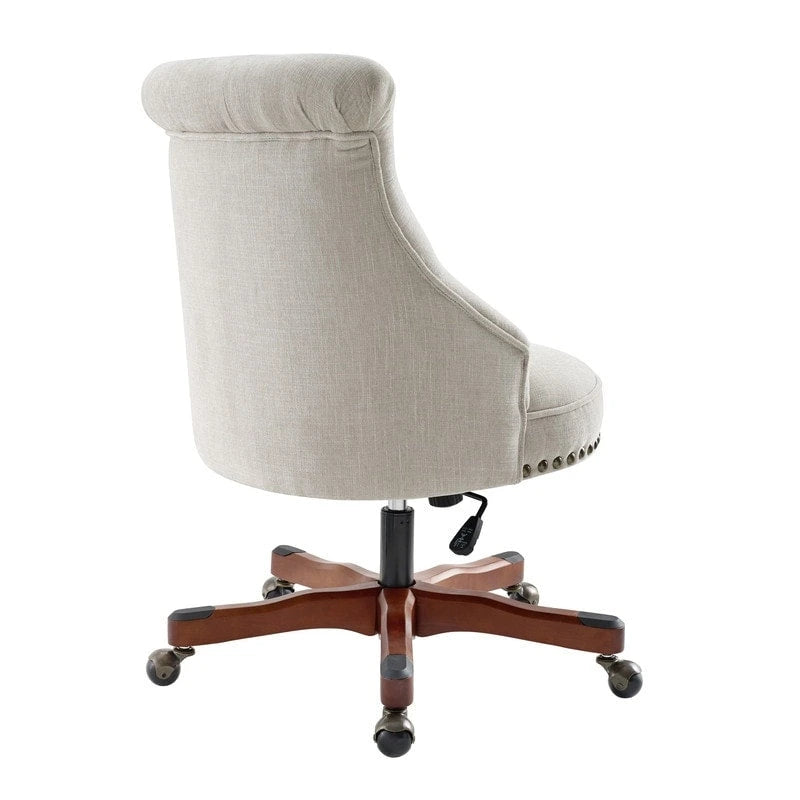 Natural Swivel Office Chair, Button-Tufted, Single-User