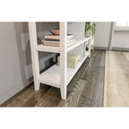 White Low Wide Bookcase with 2 Shelves, 1-Person Assembly