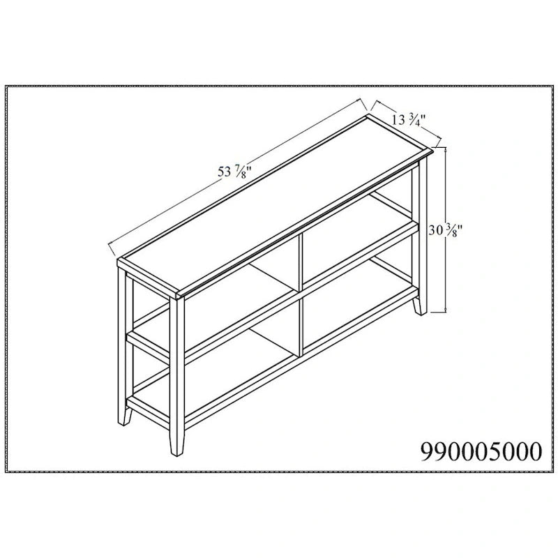 White Low Wide Bookcase with 2 Shelves, 1-Person Assembly