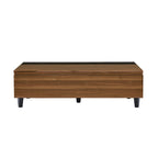 Walnut & Black Lift-Top Coffee Table with Storage, Seats 1