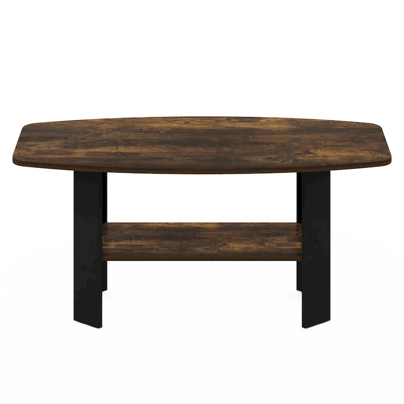 Amber Pine/Black & White Simple Coffee Table – 1-Person Living Room