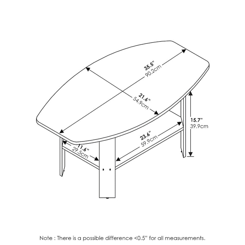 Amber Pine/Black & White Simple Coffee Table – 1-Person Living Room