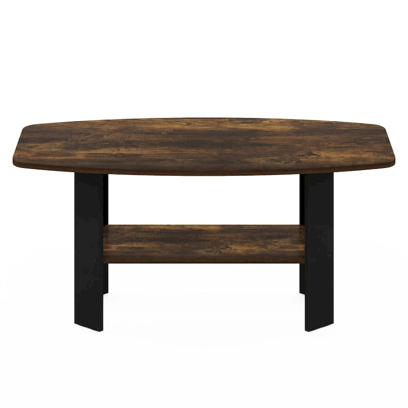 Amber Pine/Black & White Simple Coffee Table – 1-Person Living Room