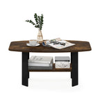 Amber Pine/Black & White Simple Coffee Table – 1-Person Living Room