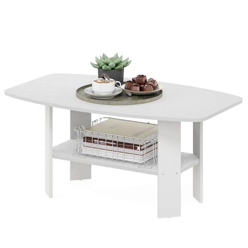 Amber Pine/Black & White Simple Coffee Table – 1-Person Living Room