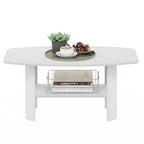 Amber Pine/Black & White Simple Coffee Table – 1-Person Living Room