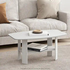 Amber Pine/Black & White Simple Coffee Table – 1-Person Living Room