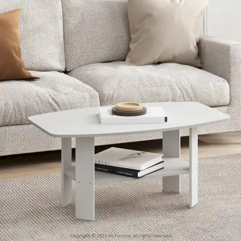 Amber Pine/Black & White Simple Coffee Table – 1-Person Living Room