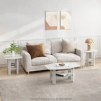 Amber Pine/Black & White Simple Coffee Table – 1-Person Living Room