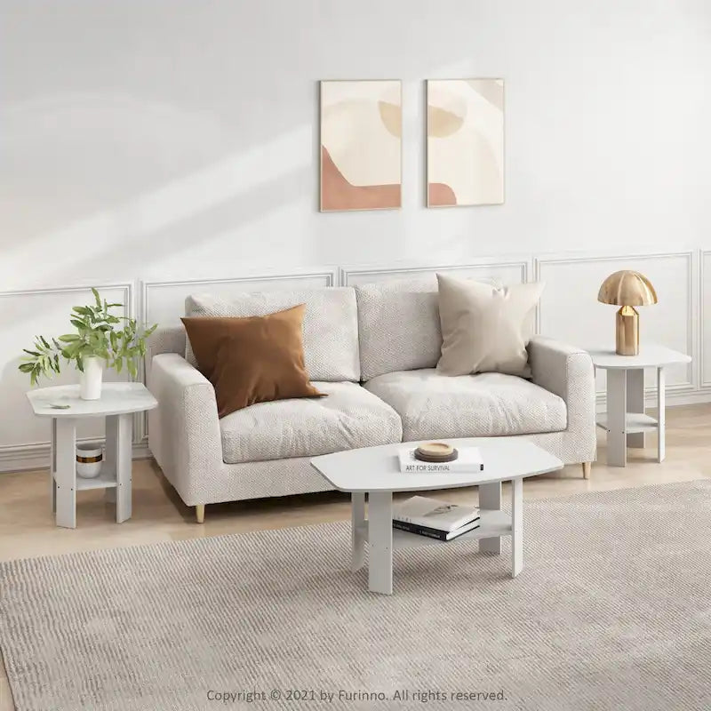 Amber Pine/Black & White Simple Coffee Table – 1-Person Living Room