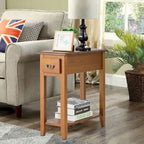 Black / Yellow / Brown / White Narrow Side Table with Drawer, 2-Tier
