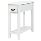 Black / Yellow / Brown / White Narrow Side Table with Drawer, 2-Tier