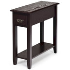 Black / Yellow / Brown / White Narrow Side Table with Drawer, 2-Tier