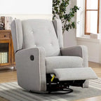 Light Grey / White Swivel Rocker Recliner, Set of 2