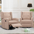 Light Grey / White Swivel Rocker Recliner, Set of 2