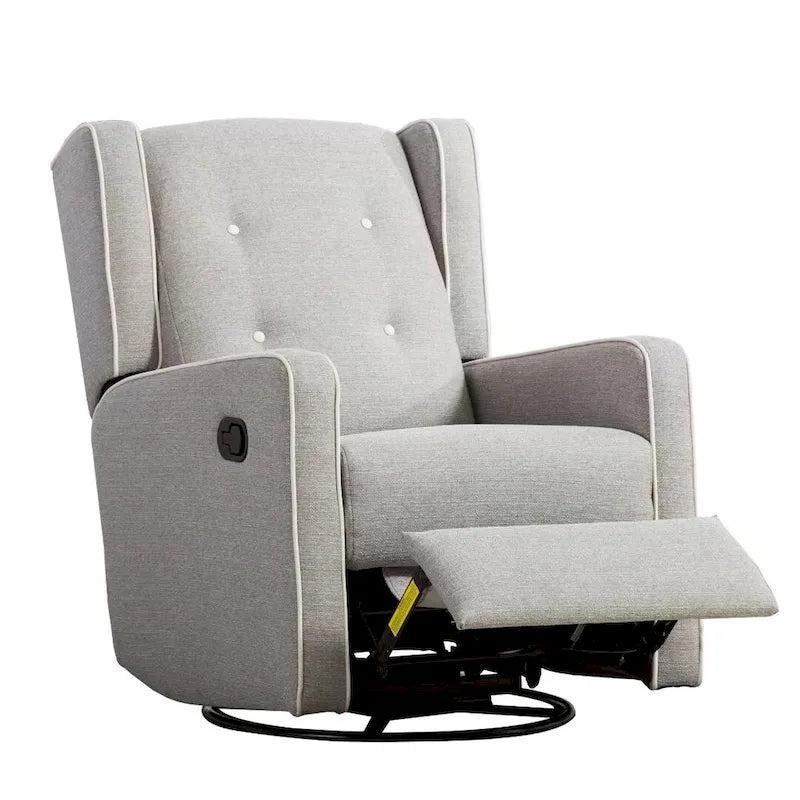 Light Grey / White Swivel Rocker Recliner, Set of 2