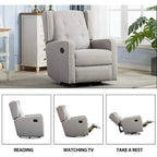 Light Grey / White Swivel Rocker Recliner, Set of 2