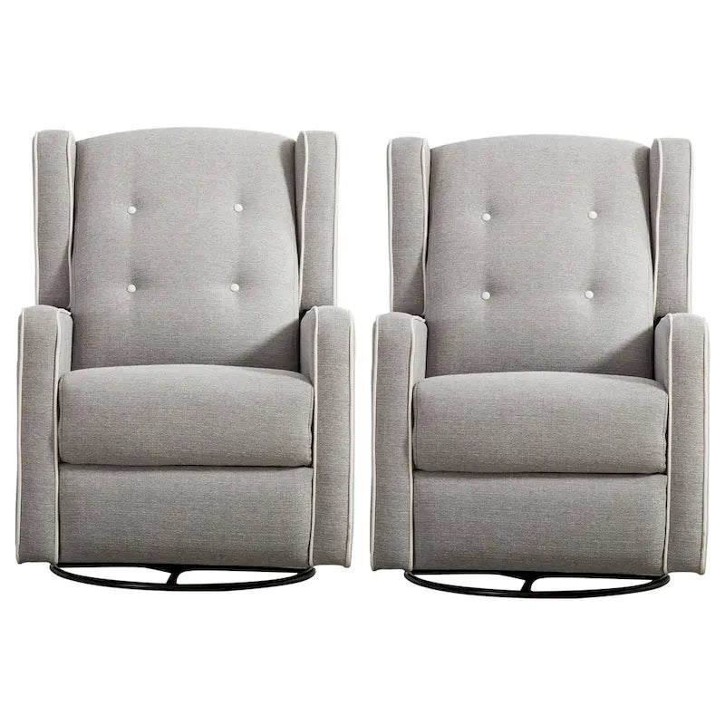 Light Grey / White Swivel Rocker Recliner, Set of 2