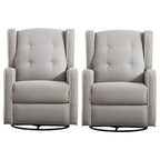 Light Grey / White Swivel Rocker Recliner, Set of 2