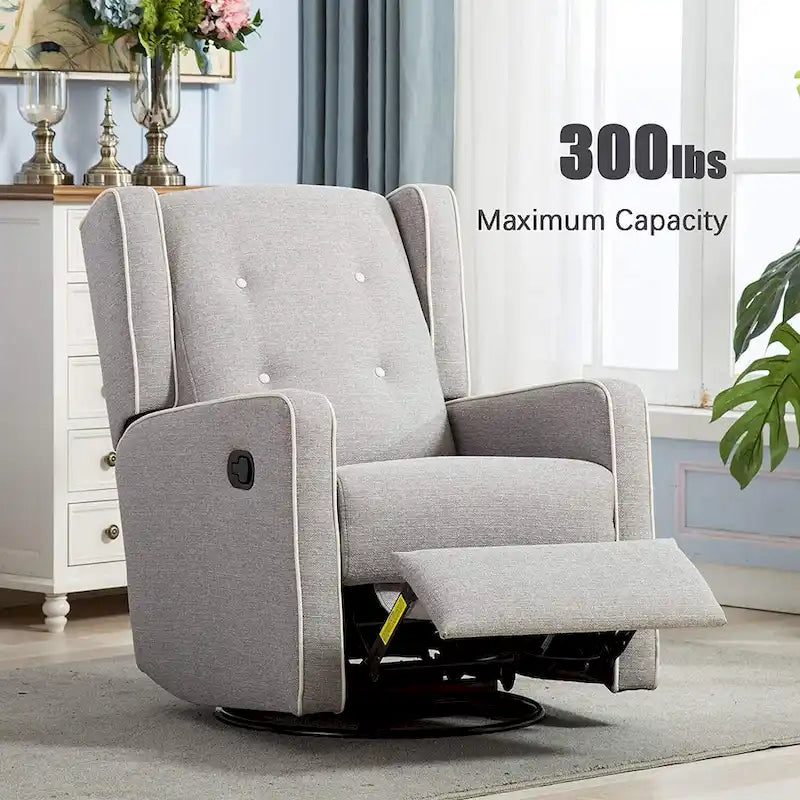 Light Grey / White Swivel Rocker Recliner, Set of 2