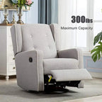 Light Grey / White Swivel Rocker Recliner, Set of 2