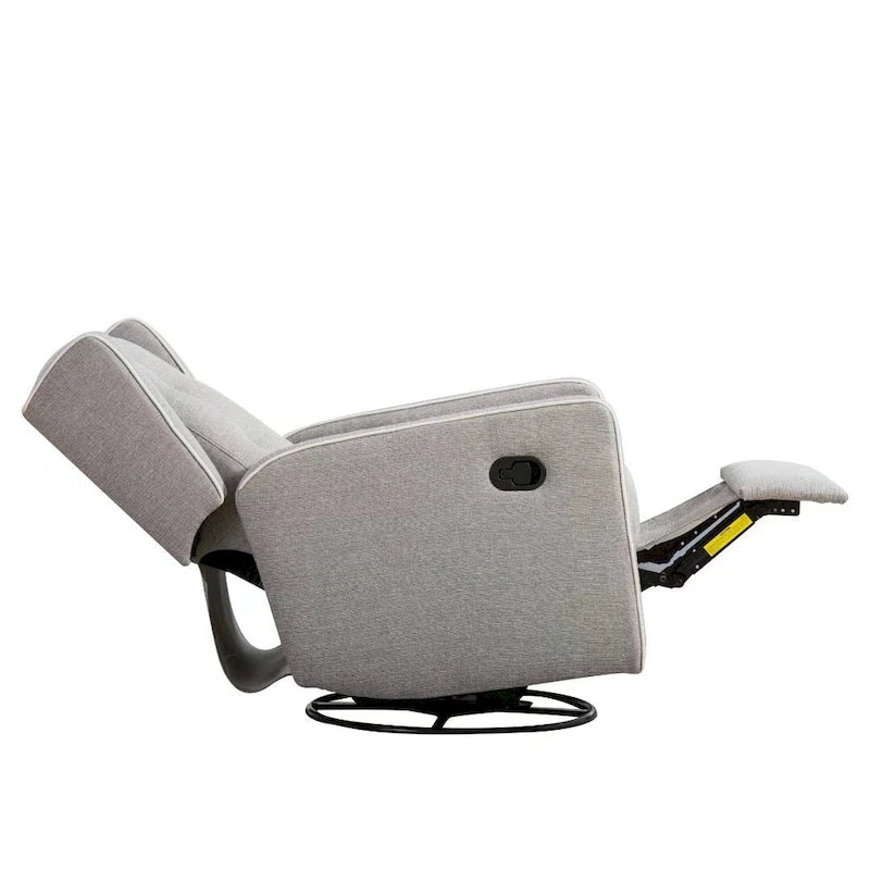 Light Grey / White Swivel Rocker Recliner, Set of 2