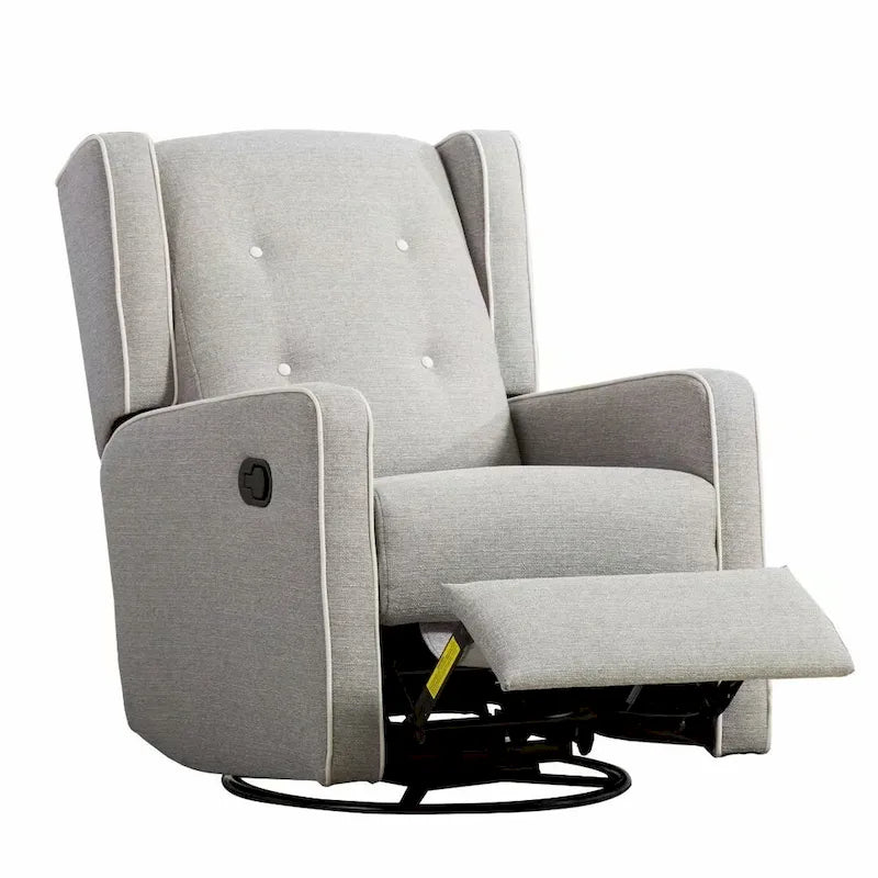 Light Grey / White Swivel Rocker Recliner, Set of 2