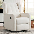 Light Grey / White Swivel Rocker Recliner, Set of 2