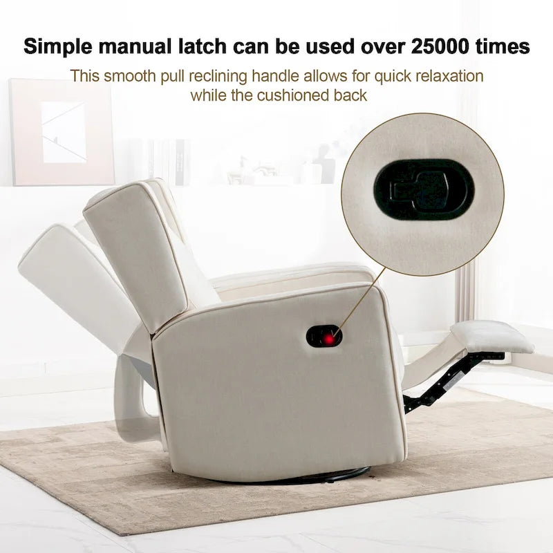 Light Grey / White Swivel Rocker Recliner, Set of 2