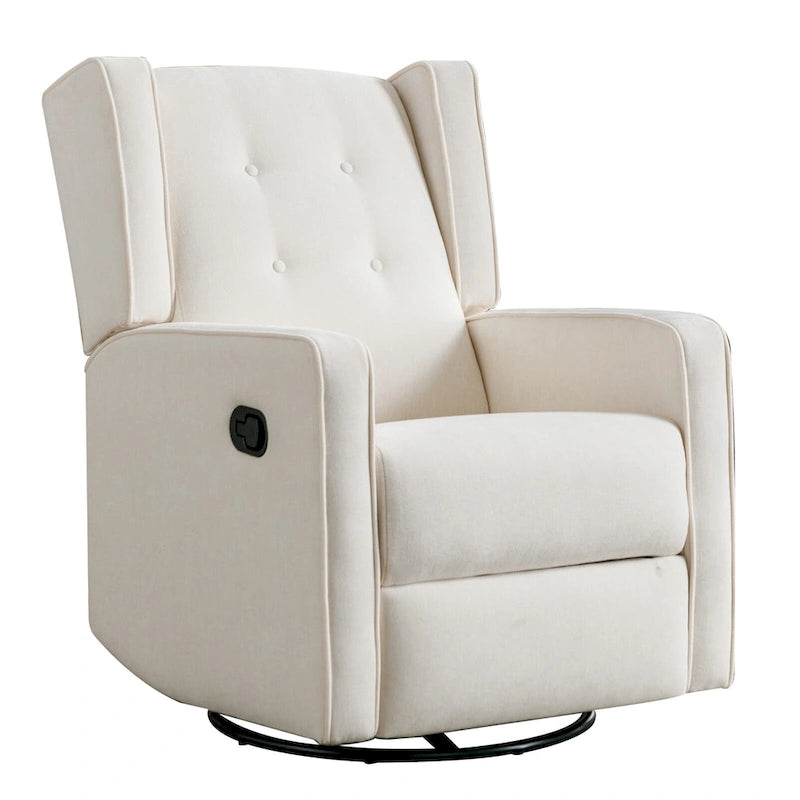 Light Grey / White Swivel Rocker Recliner, Set of 2