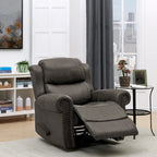 Faux Leather Wall-Hugger Recliner Chair, Single – Saddle Brown / Latte Tan / Fog Grey