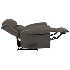 Faux Leather Wall-Hugger Recliner Chair, Single – Saddle Brown / Latte Tan / Fog Grey
