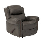 Faux Leather Wall-Hugger Recliner Chair, Single – Saddle Brown / Latte Tan / Fog Grey