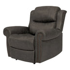 Faux Leather Wall-Hugger Recliner Chair, Single – Saddle Brown / Latte Tan / Fog Grey