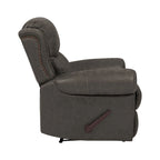 Faux Leather Wall-Hugger Recliner Chair, Single – Saddle Brown / Latte Tan / Fog Grey