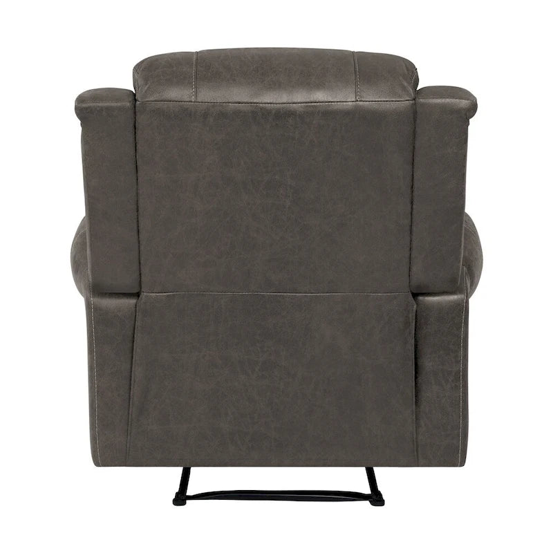 Faux Leather Wall-Hugger Recliner Chair, Single – Saddle Brown / Latte Tan / Fog Grey